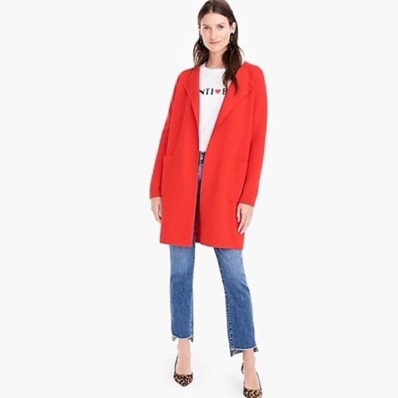 J.Crew Juliette Collarless Sweater-blazer Bright Cerise Red XS - Picture 1 of 13